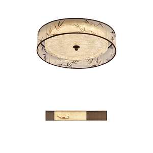 Plafonnier de chambre à coucher esthétique style Song, rond rétro, en tissu, pour bureau, nouveau style chinois, à ventouse - Product Image 1