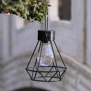 Lanterne solaire en forme de cage en fer, lumière LED suspendue, résistante à l'eau, décoration de jardin extérieure - Product Image 2