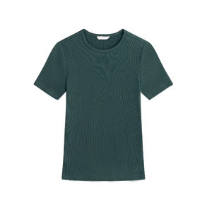 Camiseta de Algodón Ecológica de Manga Corta para Mujer, Corte Ajustado, Interior Cepillado, Lisa, Cómoda y Acogedora, Venta al por Mayor, Colección Primavera/Verano - Product Image 1