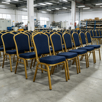 Chaises de réception empilables de luxe en promotion pour événements intérieurs et extérieurs, chaises de banquet en tissu et métal pour mariages et hôtels