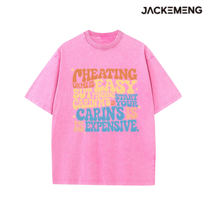 T-shirt en coton oversize délavé avec imprimé 'Cheating <span class=keywords><strong>on</strong></span> <span class=keywords><strong>Me</strong></span>', style streetwear rétro, pour usage quotidien décontracté, vente en gros depuis entrepôt USA - Product Image 5