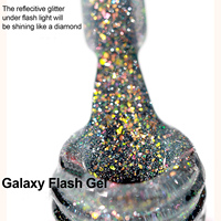 Professionelle Gratisprobe 15ml Galaxy Flash Gel UV LED Soak-off Nagellack mit Eigenem Logo, Opal Disco Glänzender Glitzer Nagellackflasche YouGel