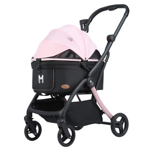 Poussette pour animaux de compagnie avec auvent en maille respirante, chariot à 4 roues pour petits chats, chiens, lapins, voyage - Product Image 5