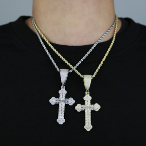 Recién llegado, collar con colgante cruzado helado con cadena de eslabones de cuerda, collares para hombres, regalo de joyería de Hip Hop - Product Image 5