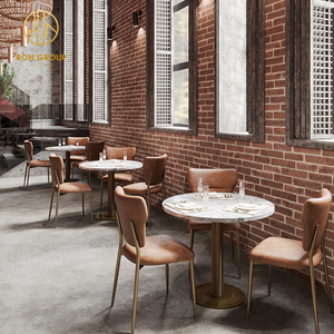 Muebles Modernos Comerciales de Piedra Sinterizada Redonda para Cafetería y <span class=keywords><strong>Restaurante</strong></span> de Comida Rápida, Juego de Mesa y Sillas con Asientos Tipo Sofá - Product Image 3