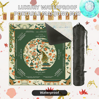 Tapis de Mahjong Américain Portable et Imperméable, Antidérapant, Pliable, Housse de Table de Jeu, Design Floral Moderne pour le Divertissement