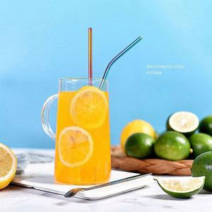 Custom Logo Reusable Stainless Steel 304 Metal Reusable <b>Straw</b> Bent Straight Metal <b>Drinking</b> Smoothie <b>Straws</b> - Product Image 4