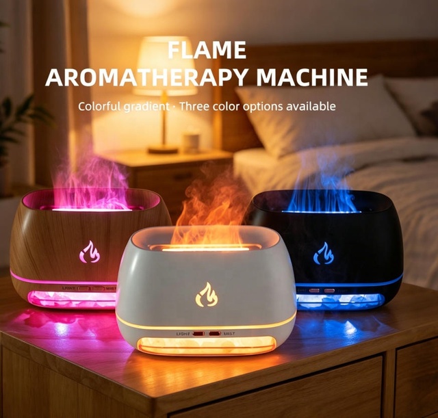 Himalayan Salt Therapy Lamp Aromatherapy Diffuser Cool Mist Humidifier 2-in-1 Flame Light Ultrasonic Essential Oil Hotel