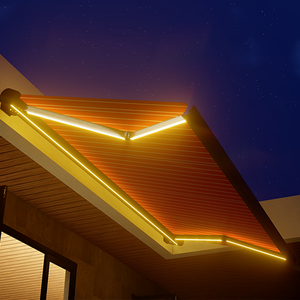 Mái hiên che nắng tự động thu vào bằng cơ cấu mở rộng, chất liệu vải tùy chỉnh, có đèn LED - Product Image 1