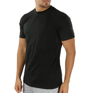 Wholesale custom men blank t shirt causal 95 cotton 5 spandex with custom woven label and free tags t shirts