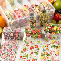 10 Rolls 4*100 cm Zomer Gemengde Fruit Bloemen Nail Transfer Folie Set Citroen Aardbei Watermeloen Nail Art DIY manicure Decals