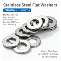 DIN6916 Stainless Steel Zinc Flat Washers Custom High Strength Round Plain Washers Metric Heavy Duty Industrial Fasteners