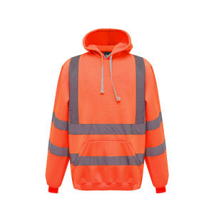 Veste à capuche réfléchissante pour hommes, avec poches, sweat-shirt de sécurité avec fermeture éclair, de couleur <span class=keywords><strong>Orange</strong></span> et noire - Product Image 5