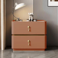 Table de chevet nordique en terre cuite à 2 tiroirs, meuble de nuit de luxe avec poignée en laiton, armoire d'appoint pour chambre moderne