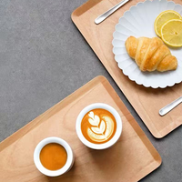 Plateau rectangulaire moderne en bois d'acacia massif pour la maison, support à tasses de fête, plateau à thé, assiette de service et plateau de rangement