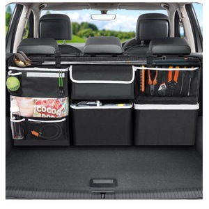 Organisateur de coffre de voiture en tissu Oxford, 8-11 poches, sac de rangement suspendu, solution de rangement pour siège arrière de voiture - Product Image 1