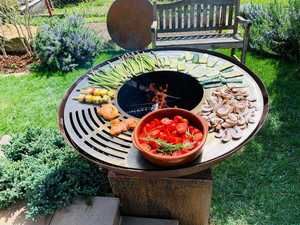Steel Barbecue Grill <b>Table</b> Outdoor Cooking Rust Bbq Grill Garden Kitchens Corten Charcoal Barbecue Grill - Product Image 2