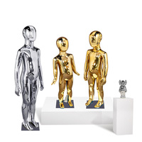 Mannequin de présentation pour enfants Chrome Kids, en plastique doré et argenté, corps entier avec tête, pour enfants de différents âges