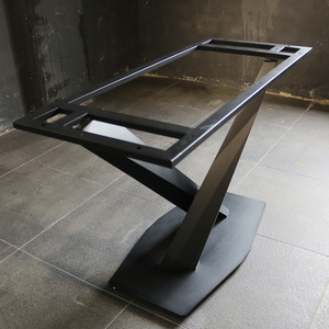 Z Shape Iron Table Base <b>Black</b> Industrial Restaurant Table <b>Frame</b> Heavy Duty Support - Product Image 1