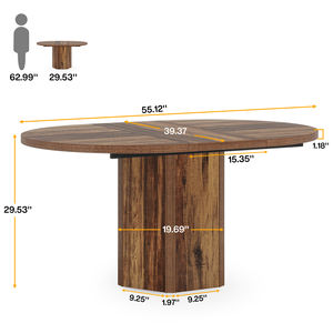 Mesa de Conferencia Redonda Tribesigns de 55.12 Pulgadas, Mesa de Reuniones de Madera Rústica para 4-6 Personas, Mesa Pequeña para Seminarios - Product Image 2
