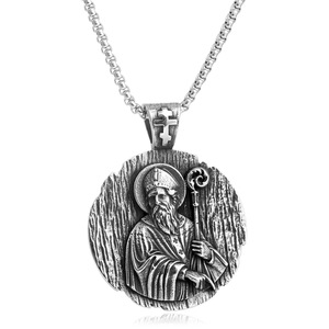 European American Style <b>Titanium</b> Steel Round Pendant Unisex Stainless Steel Necklace 231067 - Product Image 4
