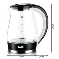 Bouilloire électrique en verre transparent de qualité 2L avec lumière LED pour faire du thé