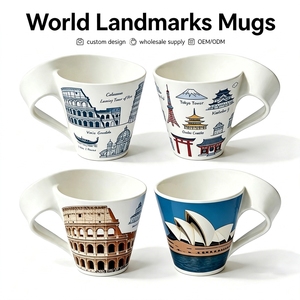 Mug à café en céramique personnalisé unique, souvenir touristique de Londres, <span class=keywords><strong>Paris</strong></span>, Italie, Australie, tasse à latte/cappuccino en porcelaine - Product Image 1