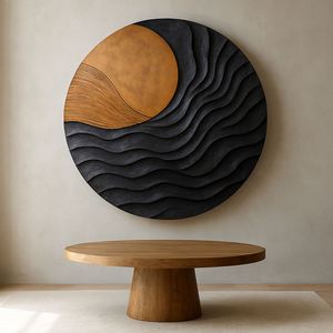 Scultura Murale <span class=keywords><strong>in</strong></span> <span class=keywords><strong>Legno</strong></span> Organico Rotonda, Arte Astratta Intagliata a Mano per Interni Moderni - Product Image 2