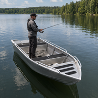 Nouvelle tendance : Bateau de pêche en aluminium de haute qualité avec grand espace de rangement, conception de skiff à rames pour les loisirs en plein air sur lac et rivière
