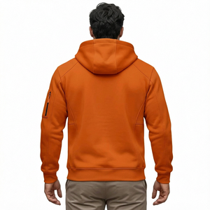 <b>Orange</b> Fleece Zip Up <b>Hoodie</b> Men's Sweatshirt 100% Cotton Knitted Hooded Jacket for Winter Casual Wear - Product Image 4