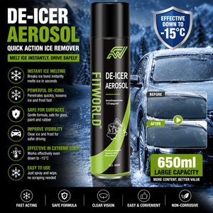 FITWORLD - Descongelante para Automóviles en Aerosol de 650 ml con Logotipo Personalizado, Eliminador Instantáneo de Hielo y Escarcha para Conducir en Invierno - Product Image 3
