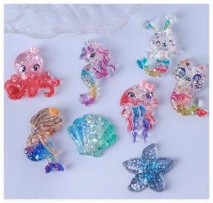 Miniature kawaii sirène flatback résine cabochon princesse canard licorne dessin animé slime charme pour bijoux coque de téléphone autocollant de chaussure - Product Image 4