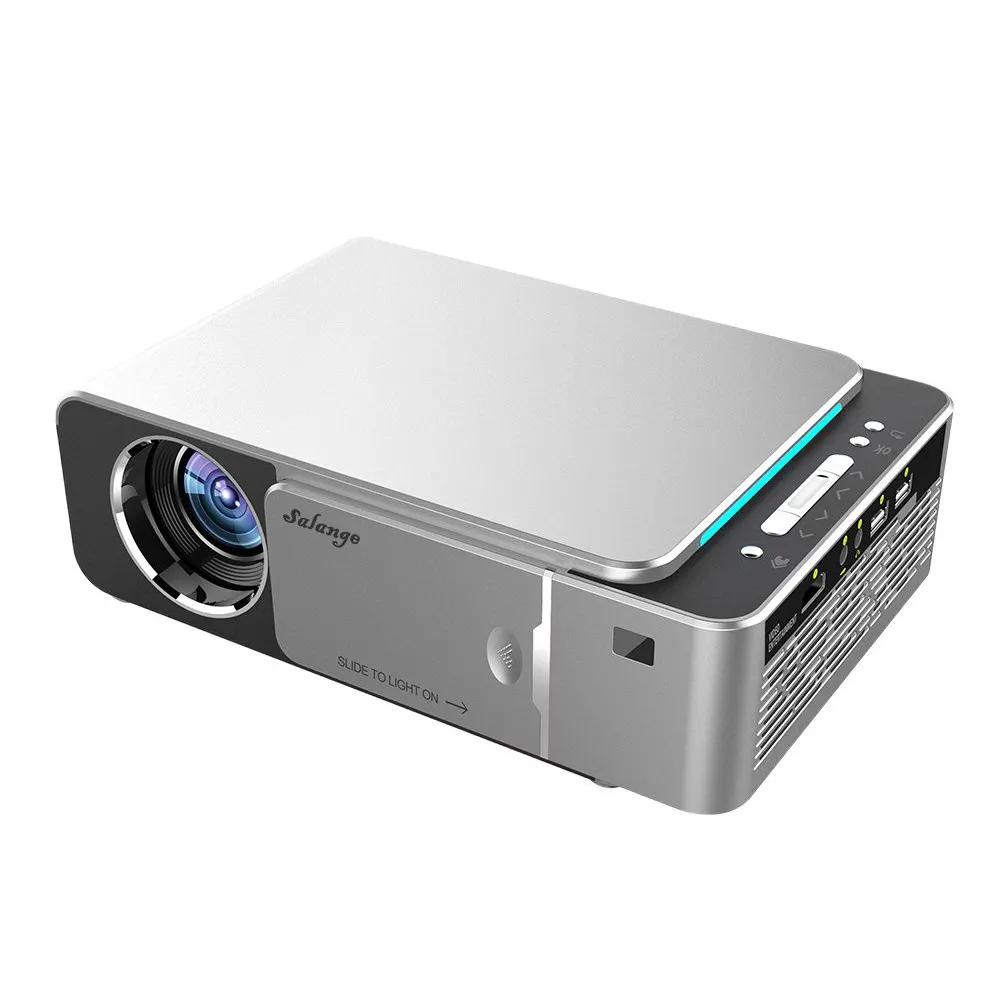 T6 Proyektor Led Full HD Portabel, Proyektor Dasar HD Led Mendukung 4K 3500 Lumens USB 1080P, Proyektor Bioskop Rumah Portabel 1080P WIFI Beamer