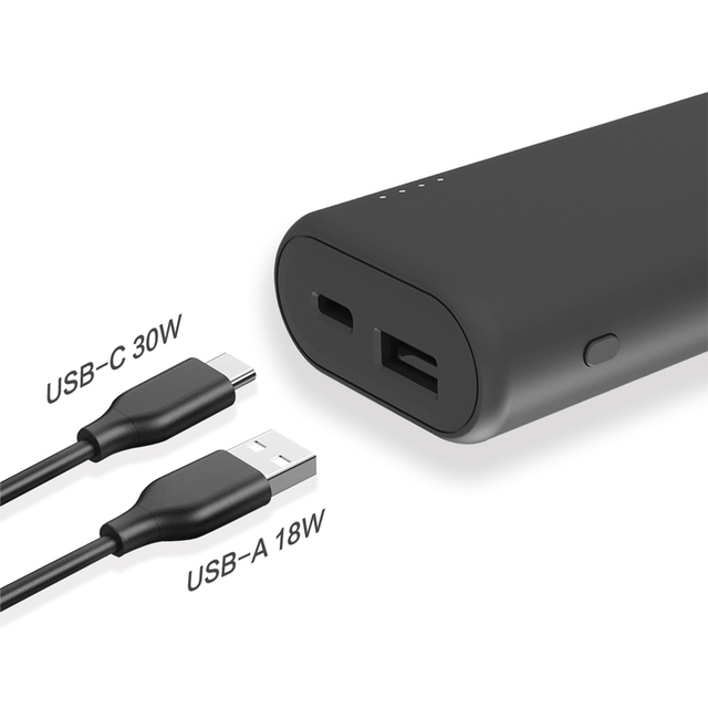 Black NP109D 10000mAh Li-ion 21700 USB Type-C Power Bank 30W QC3.0 Output Fast Charging Short Circuit Protection Portable