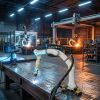 Robot de soudage automatique à 6 axes, bras robotique industriel pour la soudure de structures en acier, puissance 380V 3kW, capacité de production personnalisée