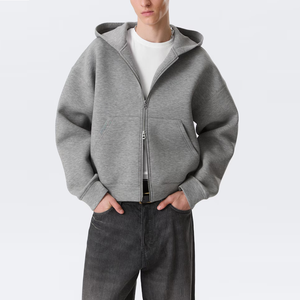 Sweat à capuche zippé épais pour homme, printemps et automne, décontracté, coupe ample, personnalisé, avec motif uni et col à capuche - Product Image 1