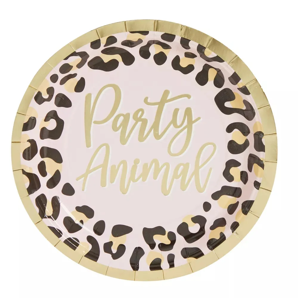 Nicro Custom Party Animal Leopard Print 8pcs Disposable Pink Wild One Paper Plates Bridal Shower Food Wedding Hen Party Supplies