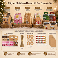 Boîtes de calendrier de l'Avent en forme de maison de pain d'épices de Noël, vides, pour compte à rebours de 24 jours, emballage cadeau pour bonbons et biscuits, avec étiquettes et ficelle