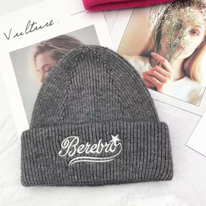 Wholesale High Quality Embroidery Colorful Winter Warm Unisex Knitted Wool <b>Hat</b> Custom Logo Streetwear Fashion <b>Hat</b> - Product Image 3