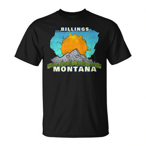 T-shirt con paesaggio montano e sole di Billings Montana - Product Image 2