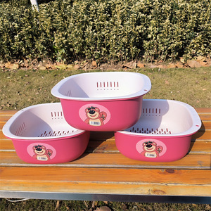 Cesta de Drenaje de Doble Capa, Tamaño Mediano, Apilable, para Almacenamiento en la Cocina, para Lavar Frutas y Verduras, de Plástico, Forma Cuadrada - Product Image 2