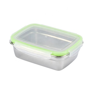 Contenedor de almacenamiento de alimentos de acero inoxidable con tapa transparente, fiambrera Bento a prueba de fugas para uso doméstico y de picnic - Product Image 3