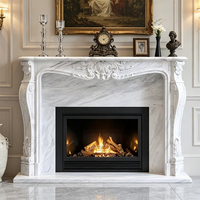 Magnifique décoration de salon de villa, cheminée en marbre blanc français sculpté à la main, entourage de cheminée en pierre naturelle, colonne romaine