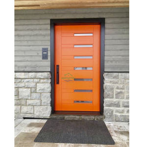 Porte d'entrée pivotante en <span class=keywords><strong>bois</strong></span> de cerisier massif, résistante, avec finition mate et impostes en verre - Product Image 5