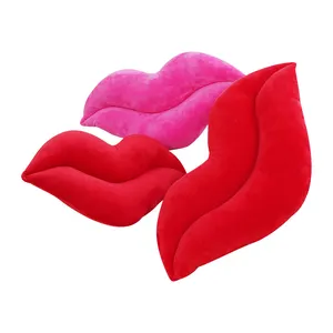 定制时尚性感红唇枕头创意软馅唇造型毛绒沙发坐垫