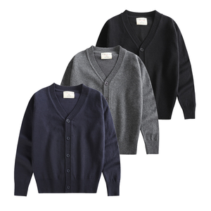 DFS01 Custom Baby Kids Children Adults unisex V neck Plain <b>Jersey</b> Uniform Sweater <b>Cardigan</b> - Product Image 1