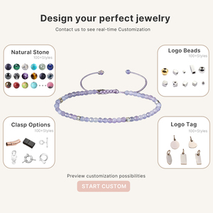 Handcrafted Violet Minimalist Thin Ball-Shaped <b>Beaded</b> <b>Bracelet</b> with Natural Stone Healing Crystal Gemstones Adjustable Unisex - Product Image 6