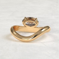 Bague de fiançailles solitaire ovale 0,5-3 carats avec bande ondulée, diamant de laboratoire cultivé, or massif 10K/14K/18K, certifié IGI CVD/HPHT, personnalisable