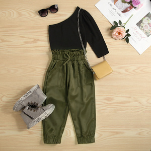 Vente en gros de tenues pour filles, ensembles à une épaule, deux pièces, vêtements de mode pour enfants, collection printemps, très demandée - Product Image 5
