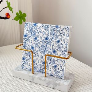 Blue Floral Print Paper Napkins 250mm Disposable For Themed Party Use - Product Image 2